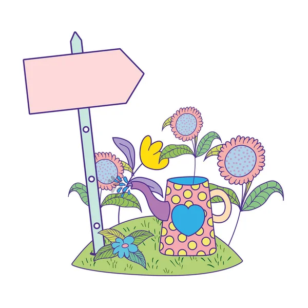 蝶とスプリンクラーと美しいかわいい庭 — ストックベクタ