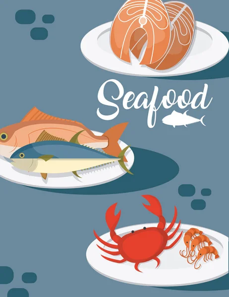 Healthy seafood concept — Stock Vector