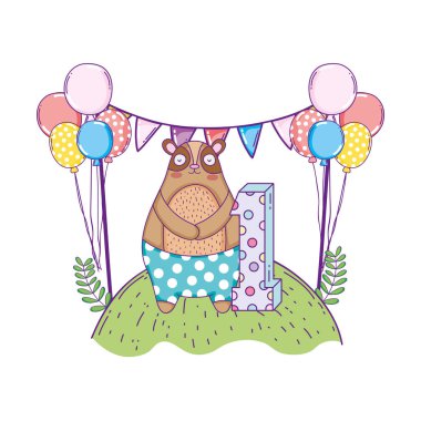 manzara balonlar helyum ile sevimli ayı