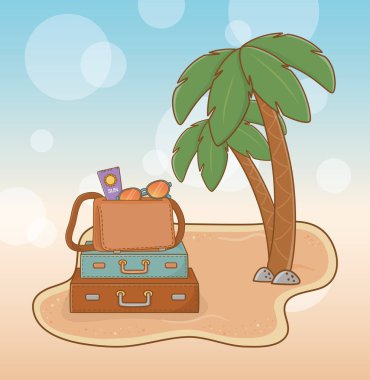 sahil sahnesinde bavul tatil