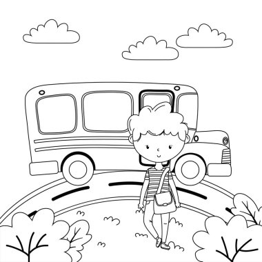 Genç çocuk karikatür tasarım vector Illustrator