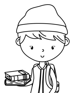 Genç çocuk karikatür tasarım vector Illustrator