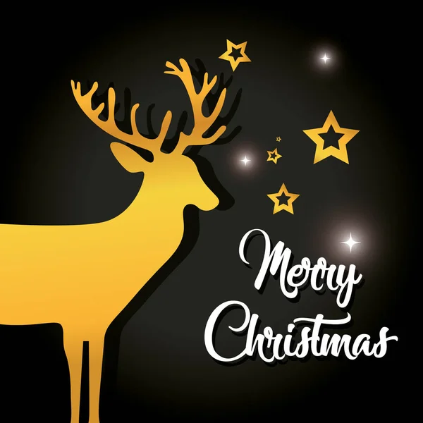 merry christmas reindeer with star decoration poster