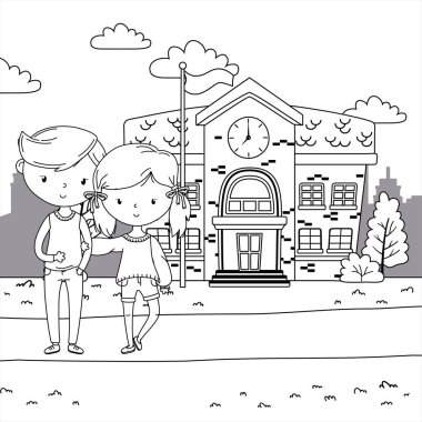 Genç çocuk ve kız karikatür tasarım