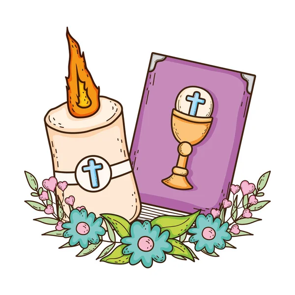 Bibelbuch mit Kerze — Stockvektor