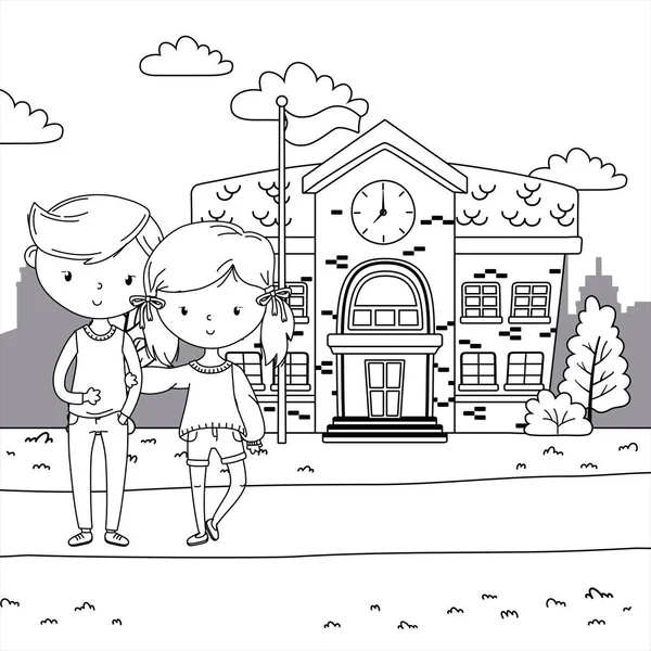 Genç çocuk ve kız karikatür tasarım