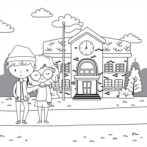 Genç çocuk ve kız karikatür tasarım