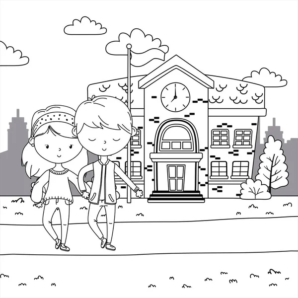 Genç çocuk ve kız karikatür tasarım