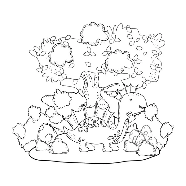 Симпатичный апатирус с деревом в ландшафте — стоковый вектор