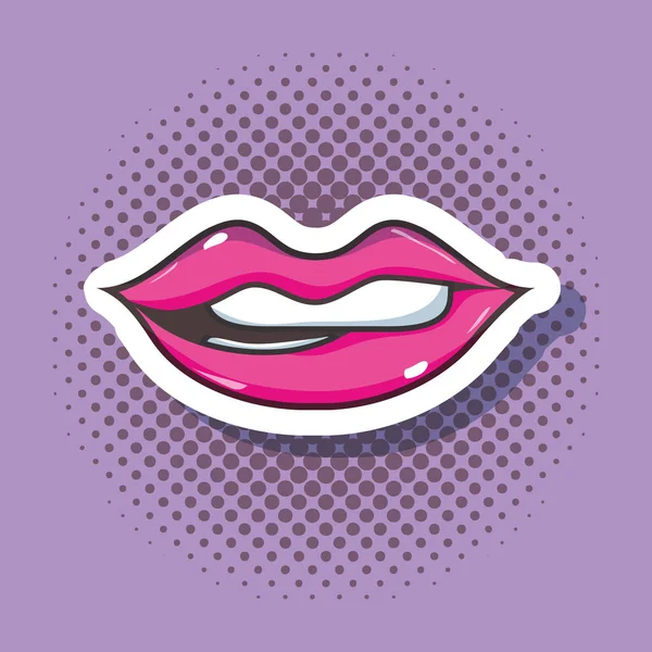 Pop art mouth patch design — Stock Vector