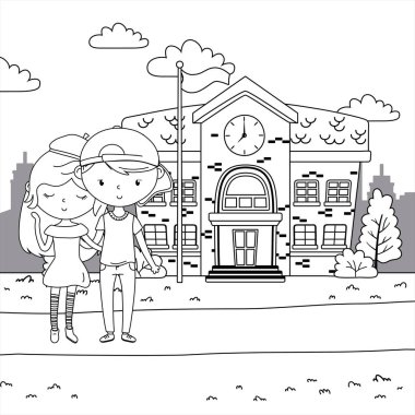 Genç çocuk ve kız karikatür tasarım