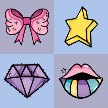 Set moda sevimli yama dekorasyon tasarım