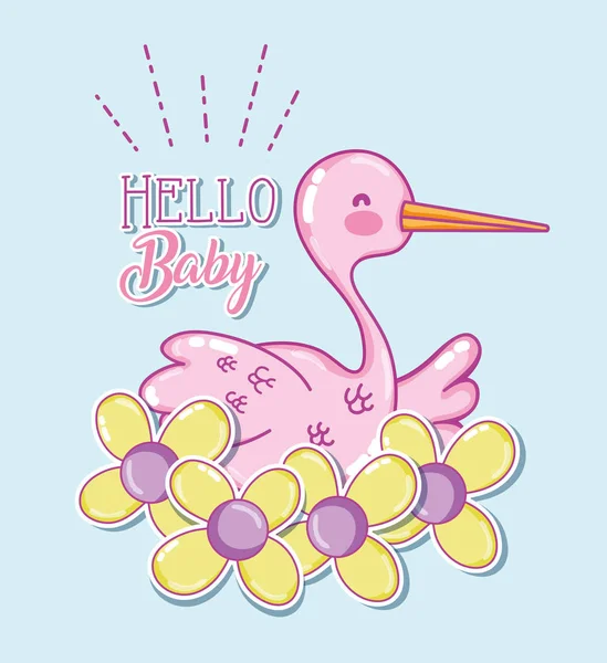 Hello Baby zuhanykártya — Stock Vector