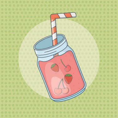 saman ile tencerede çilek suyu meyve