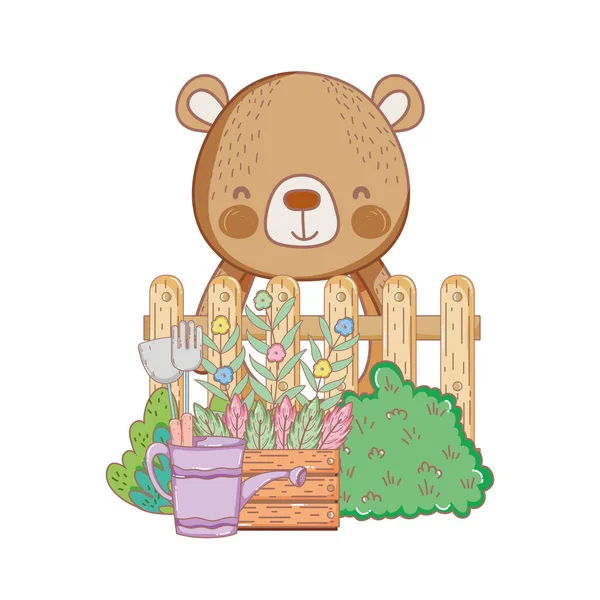 Cute Little Bear w ogrodzie — Wektor stockowy