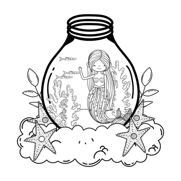 bulutlar starfishes ile güzel deniz kızı