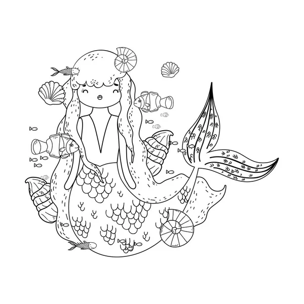 Sevimli deniz kızı peri masalları — Stok Vektör