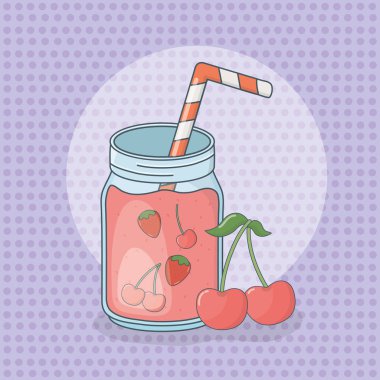 saman ile tencerede kiraz suyu meyve