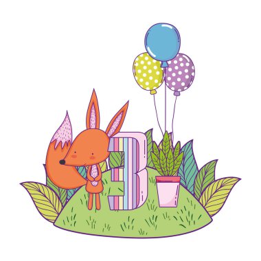 manzara balonlar helyum ile sevimli ve küçük tilki