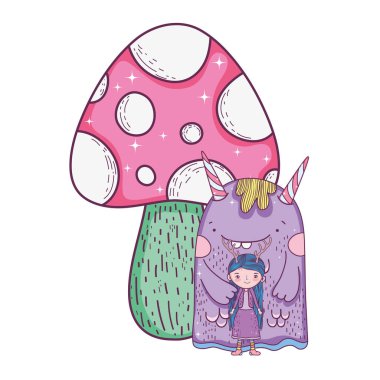 canavar ve mantar ile küçük peri