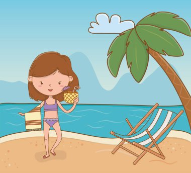 plaj sahnesinde genç kız