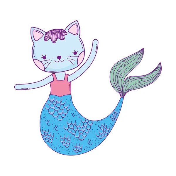 Cute purrmaid fairytale character — Stock Vector