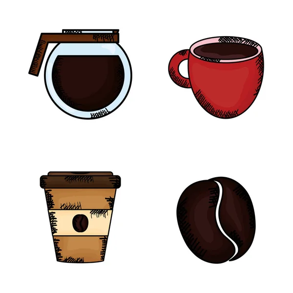 Koffie tijd set iconen — Stockvector