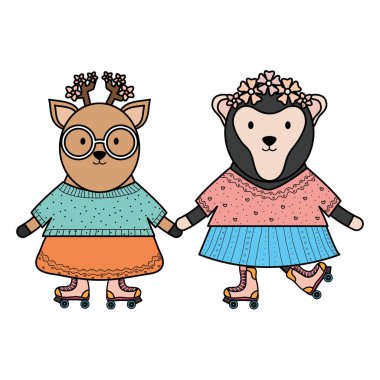 geyik ile sevimli kadın maymun