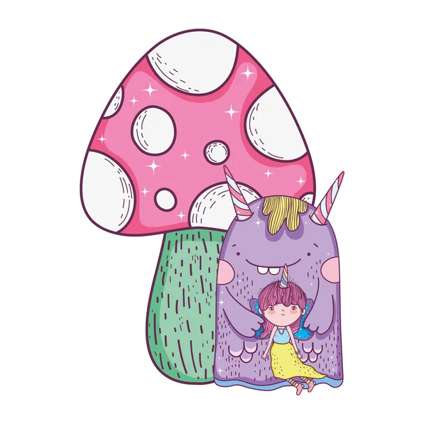 canavar ve mantar ile küçük peri