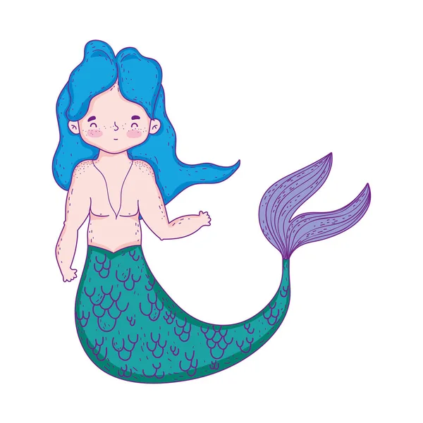 Personaje de cuento de hadas sirena macho — Vector de stock