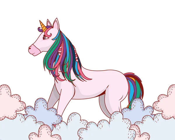 Tek boynuzlu at Bulutların arasında