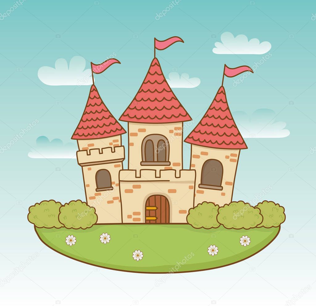 fairytale castle in the landscape scene