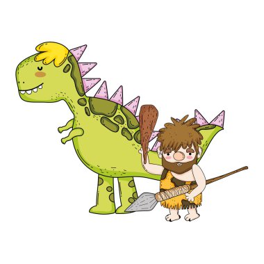 dinozor karakterleri ile mağara adamı