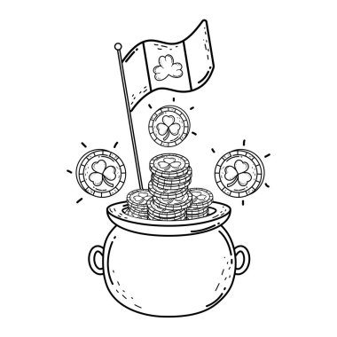 İrlanda bayrağı aziz patrick gün ile hazine kazanı