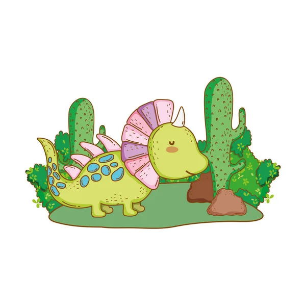 Lindo icono de carácter de dinosaurio — Vector de stock