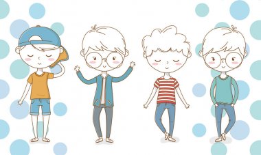 güzel küçük erkek grup karakterleri