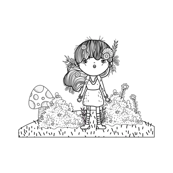 Cute little fairy with elf ears character — Stock Vector