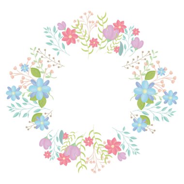 çiçekler ve yaprakların dekorasyon ile dairesel taç