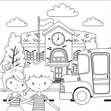 Genç çocuk ve kız karikatür tasarım