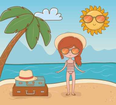 plaj sahnesinde genç kız