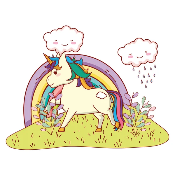 Licorne avec arc-en-ciel — Image vectorielle