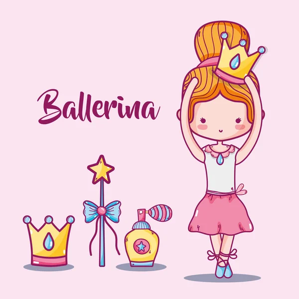 Bailarina acessórios decoração ao desempenho elegância — Vetor de Stock