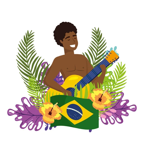 Homme célébrant carnaval brésilien — Image vectorielle