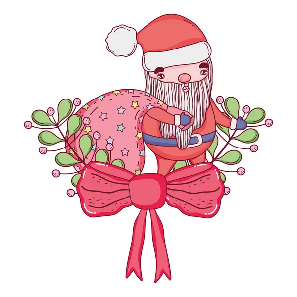 화환과 귀여운 크리스마스 산타 클로스 — 스톡 벡터
