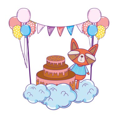 alanda kek ve balonlar helyum ile rakun