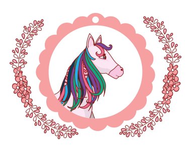 Tek boynuzlu at yuvarlak pembe simgesi