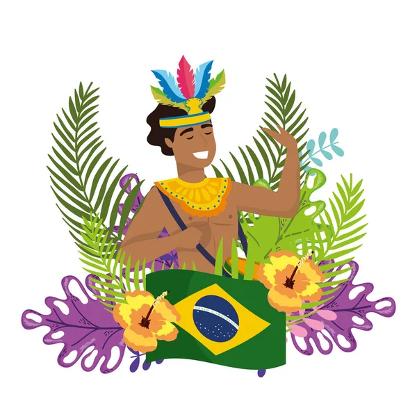 Hombre celebrando el carnaval de Brasil — Archivo Imágenes Vectoriales