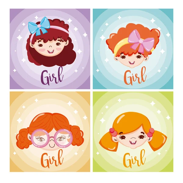 Lindas chicas tarjetas — Vector de stock