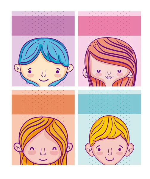 Set of kids cartoons — Stock Vector