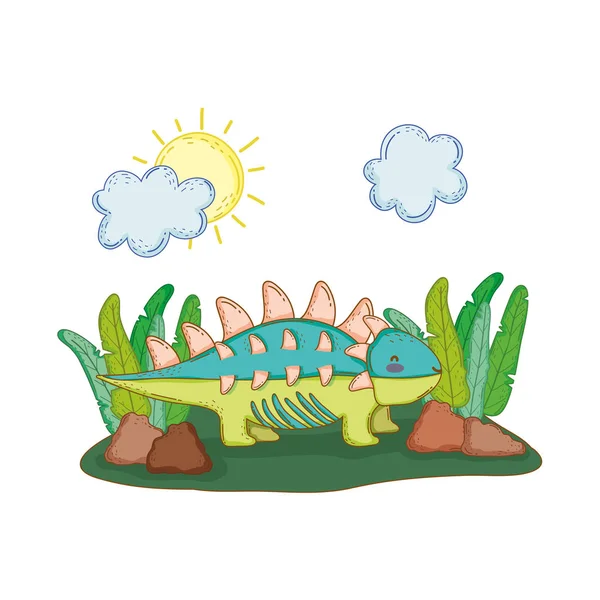 Lindo icono de carácter de dinosaurio — Vector de stock